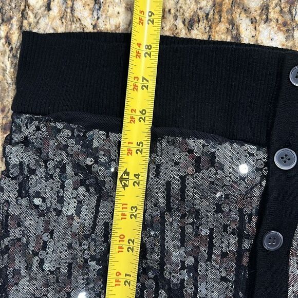 Tahari Sequin Front V-neck Viscose Blend Cardigan Sweater In Black Size M - Picture 10 of 10